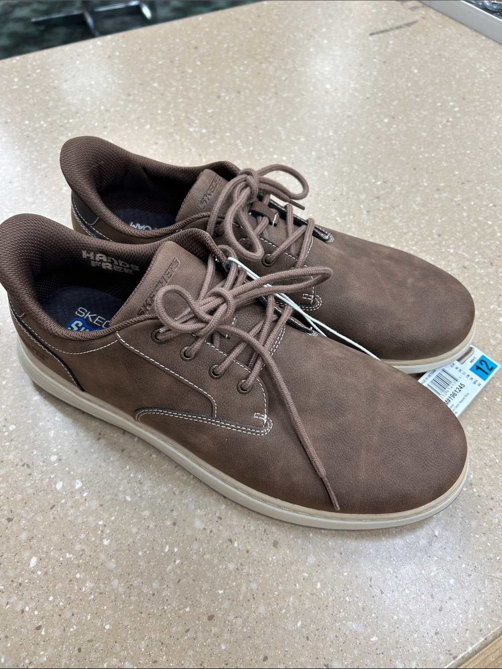 Skechers Men’s Brown Lace-Up Slip-On Casual Loafer